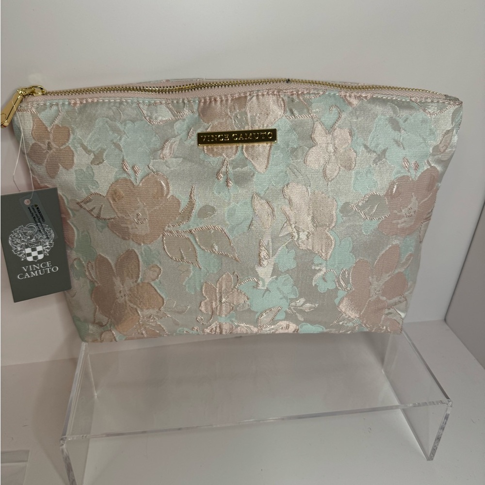 Vince Camuto Brocade Floral Cosmetic Bag in Pastel Hues